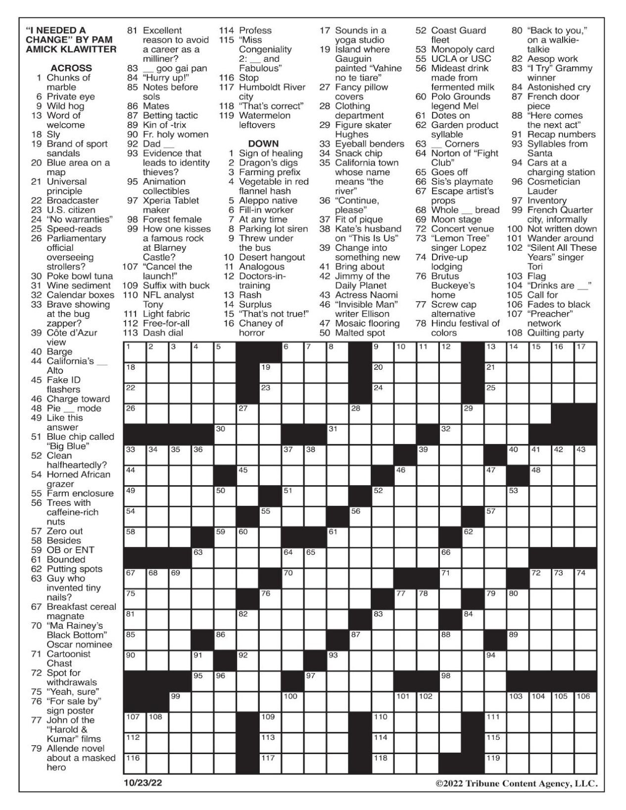 Los Angeles Times Crossword Printable Free Printable Crosswords