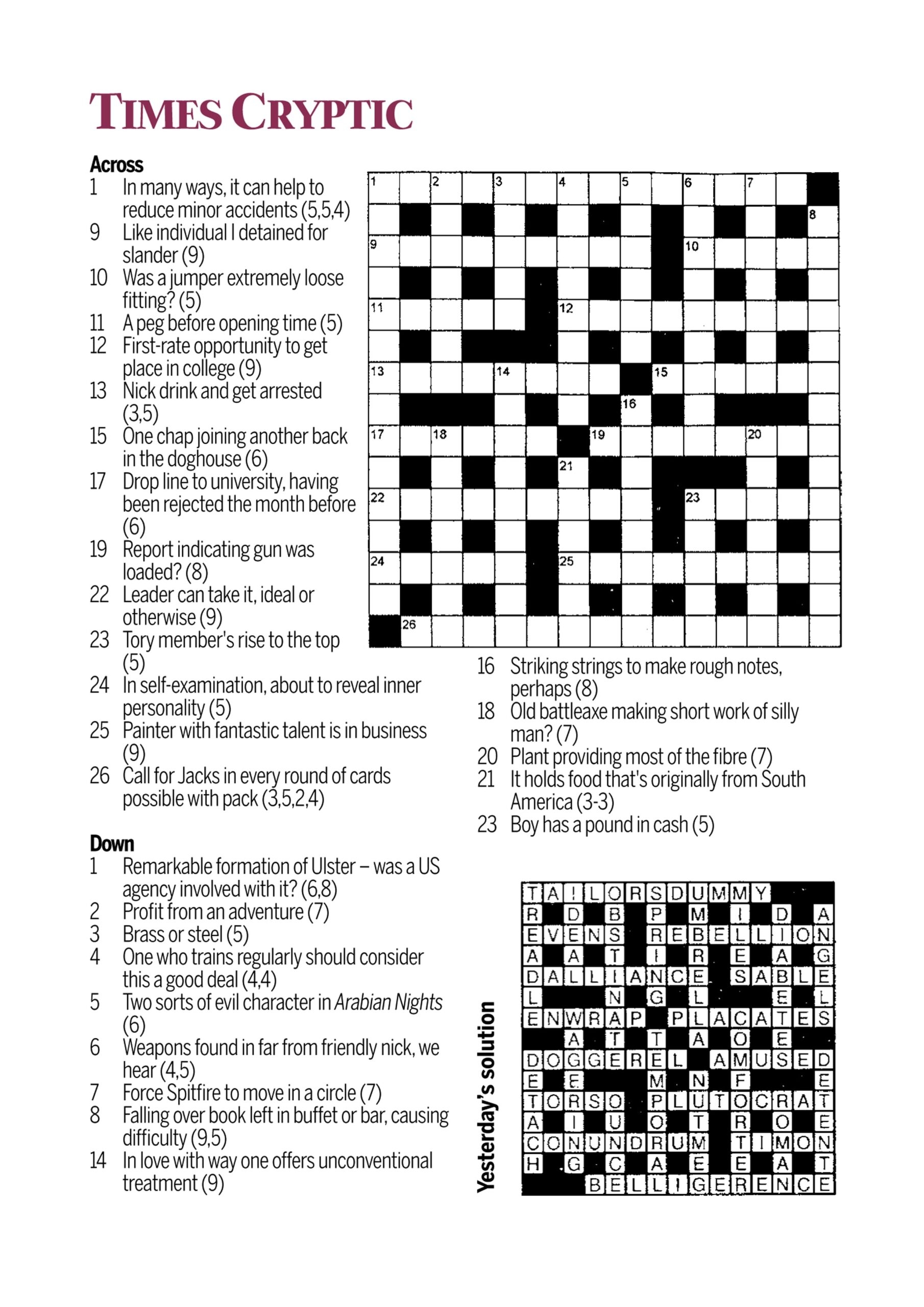 Lovatts Cryptic Crossword Free Printable Crosswords