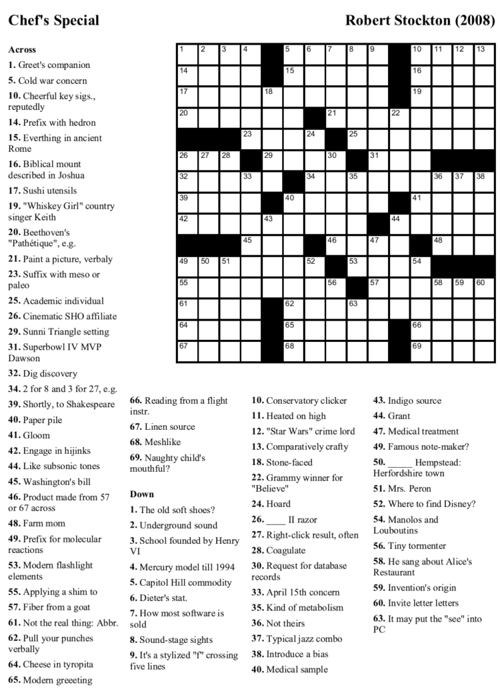 New York Times Crossword Free Printable Printable Coloring Free