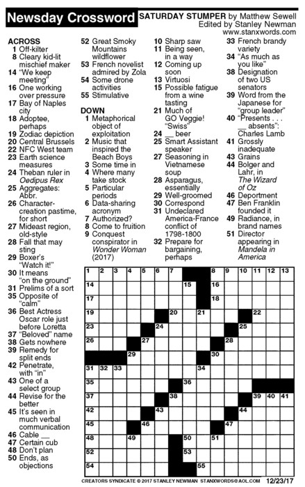 Newsday Crossword Brainsonly Free Printable Crosswords