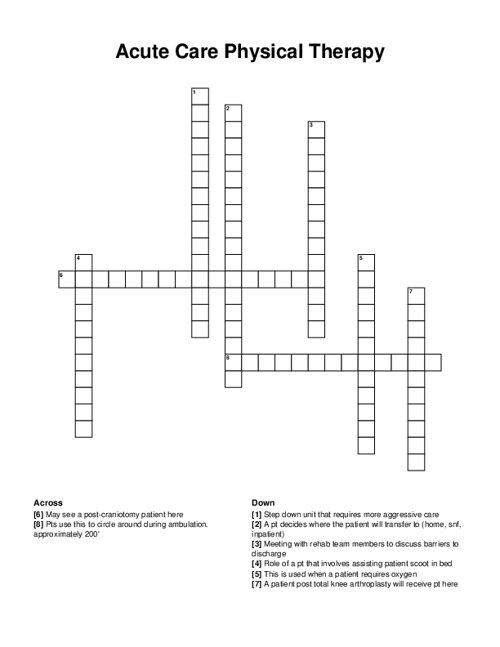 Nutrition Crossword Puzzle