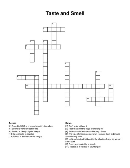 Nutrition Crossword Puzzle