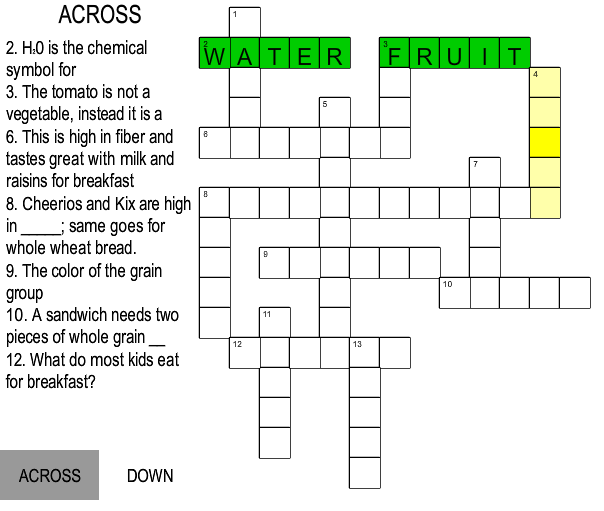 Nutrition Crossword Puzzle Play Online On Flash Museum 