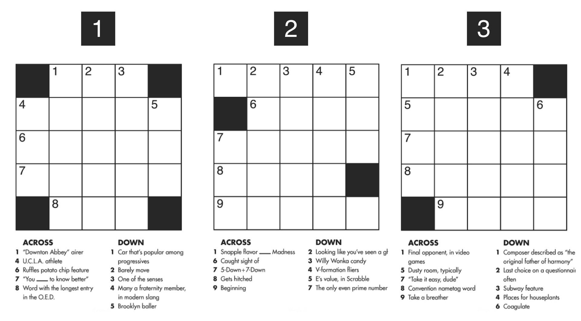 Nyt Mini Crossword Archive Free Free Printable Crosswords