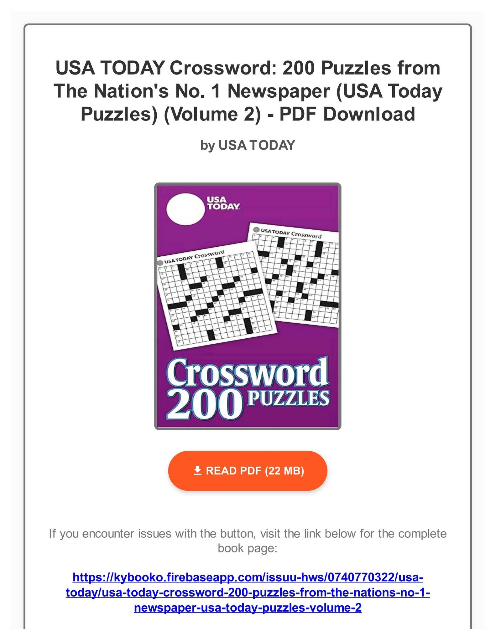 PDF USA TODAY Crossword 200 Puzzles From The Nationu0026 39 s No 1 Newspaper USA Today Puzzles Volume By SimonisSrgw Issuu
