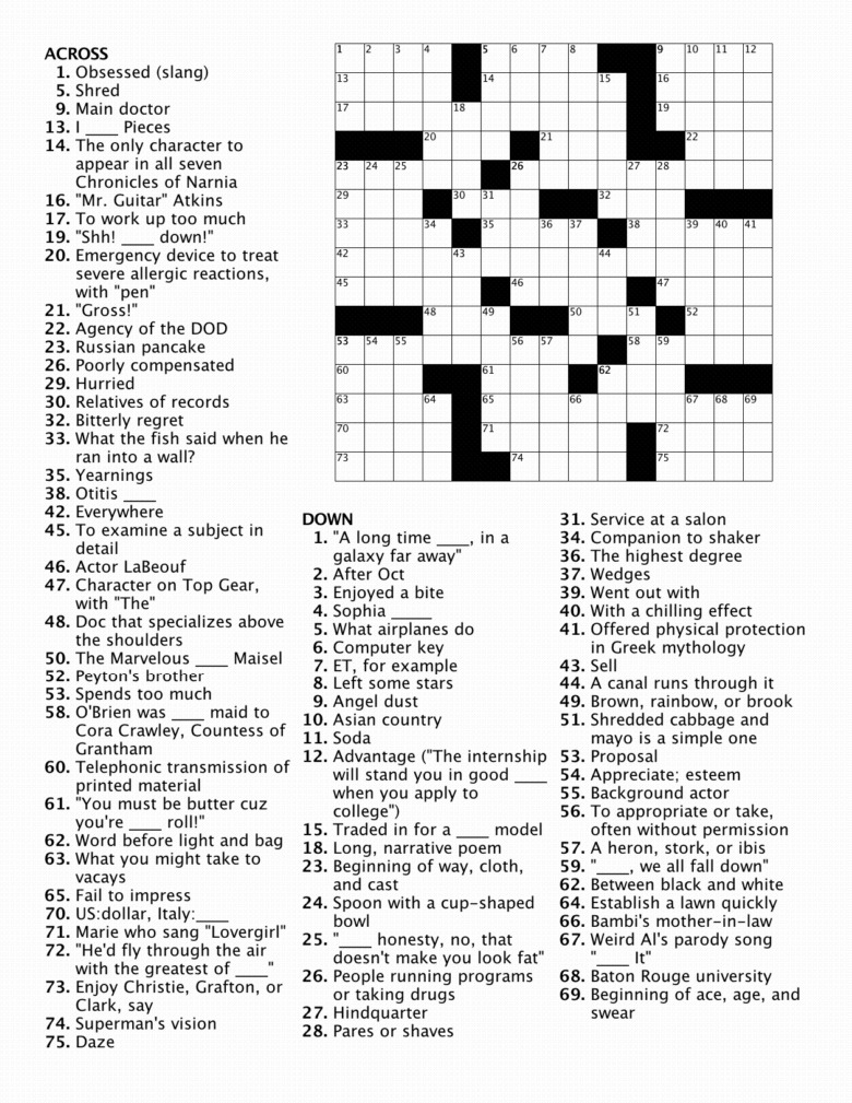 Printable Adult Crossword Puzzles To Print Printable JD
