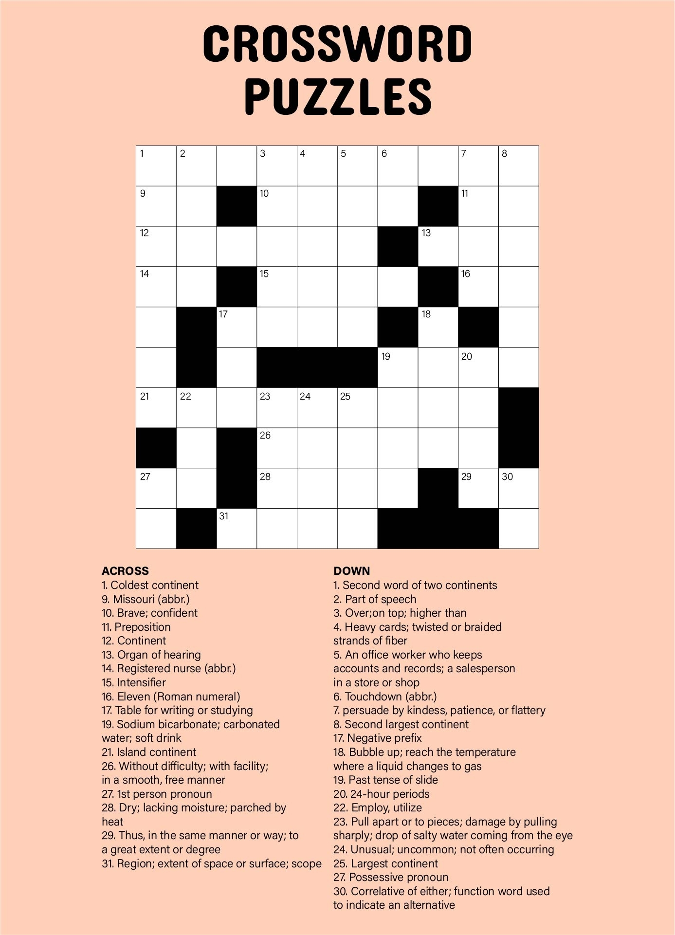 Printable Crossword Puzzles Easy Medium Printable We Love Printables