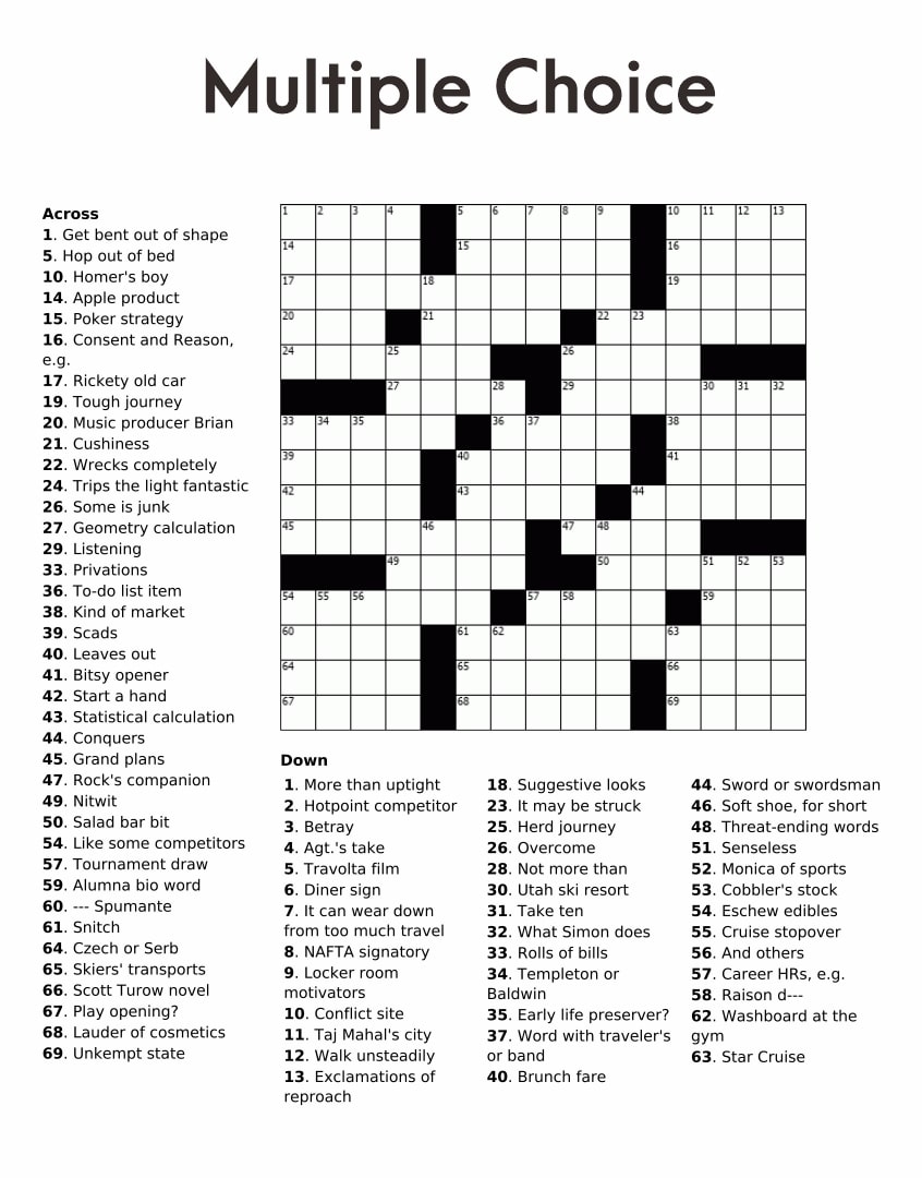 Printable Crossword Puzzles For Adults Free Printable JD