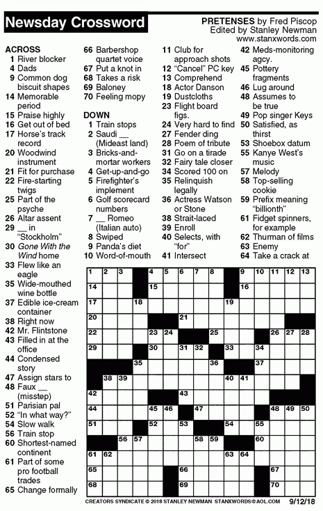 Printable Daily Crossword Puzzle