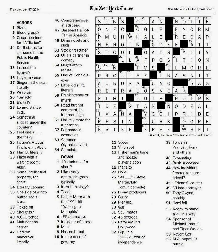 Seattle Times Crossword Printable