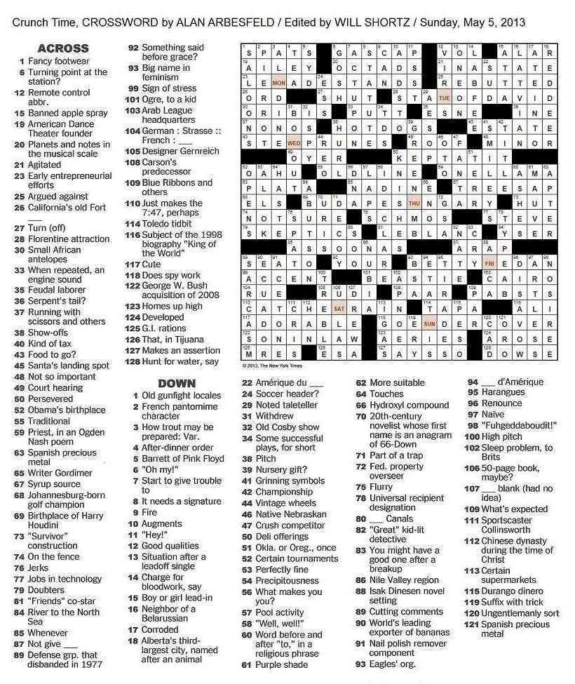 Seattle Times Crossword Puzzles Free Printable Crosswords