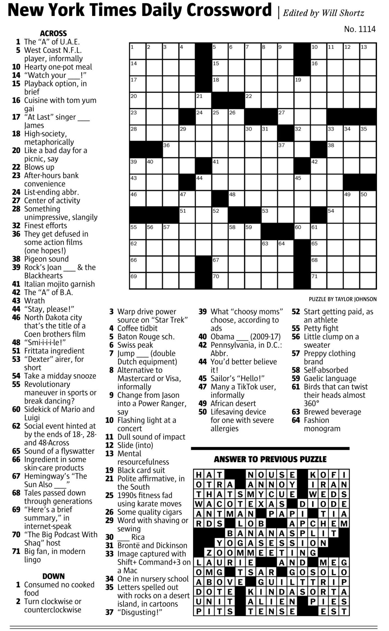 Seattle Times Crosswords Daily Crossword Free Crossword Puzzles To Print