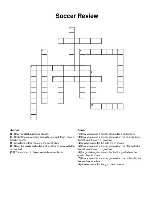 Soccer Crossword Puzzle