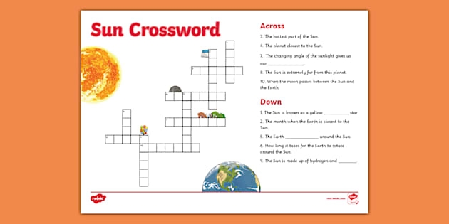 Sun Crossword Puzzle For Kids Lehrer Gemacht Twinkl