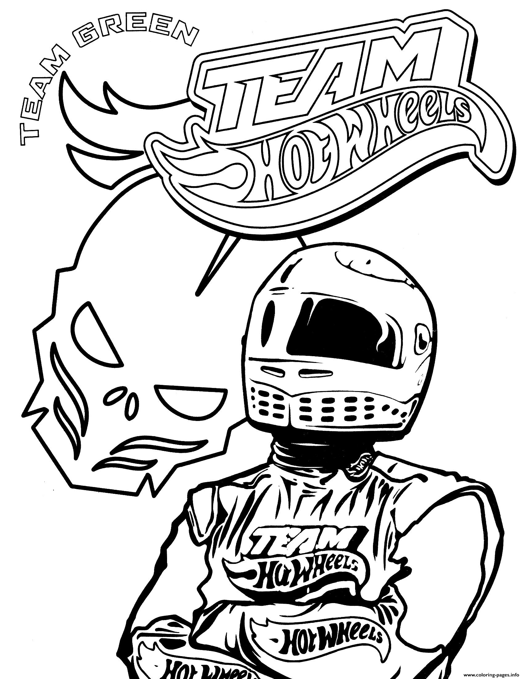 Team Hot Wheels Driver Coloring Page Printable