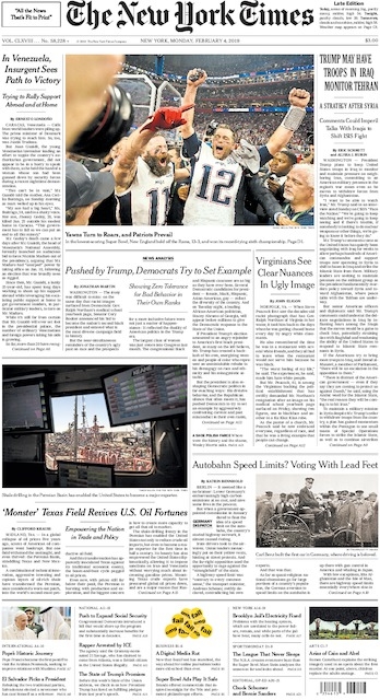 The New York Times In Print For Monday February 4 2019 The New York 