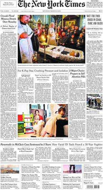 The New York Times In Print For Saturday March 2 2024 The New York 
