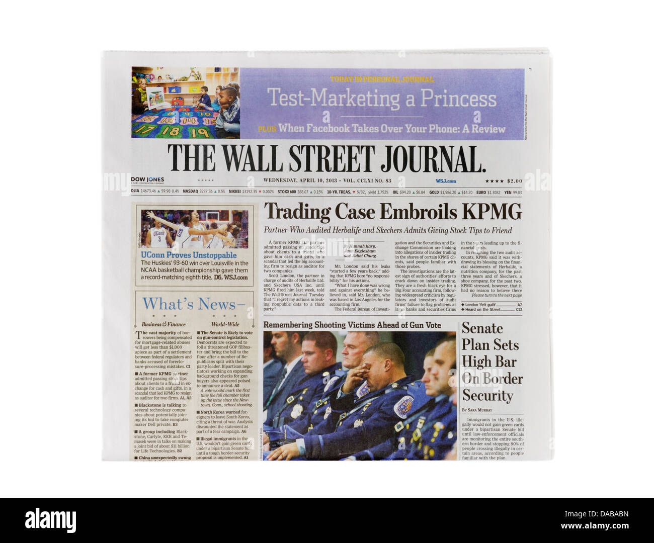 The Wall Street Journal Daily Newspaper Front Page Stock Photo Alamy