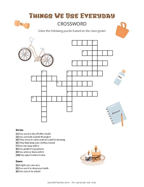 Things We Use Everyday Crossword Puzzle