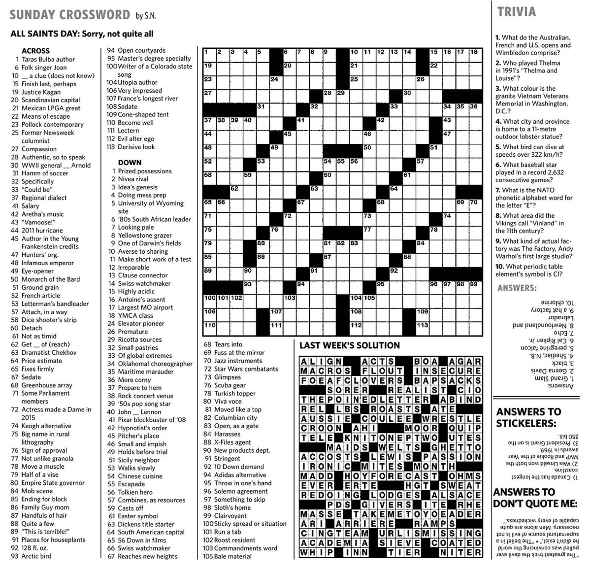 Toronto Star Daily Crossword Free Printable Crosswords