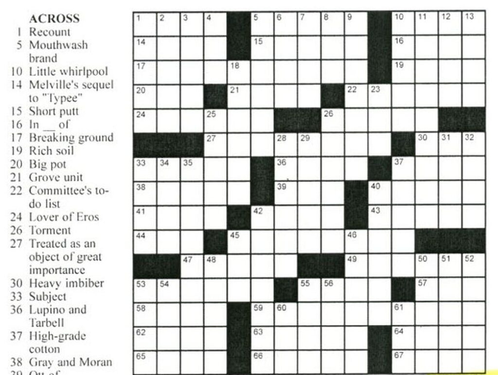Universal Crossword Puzzles Free Printable Crosswords