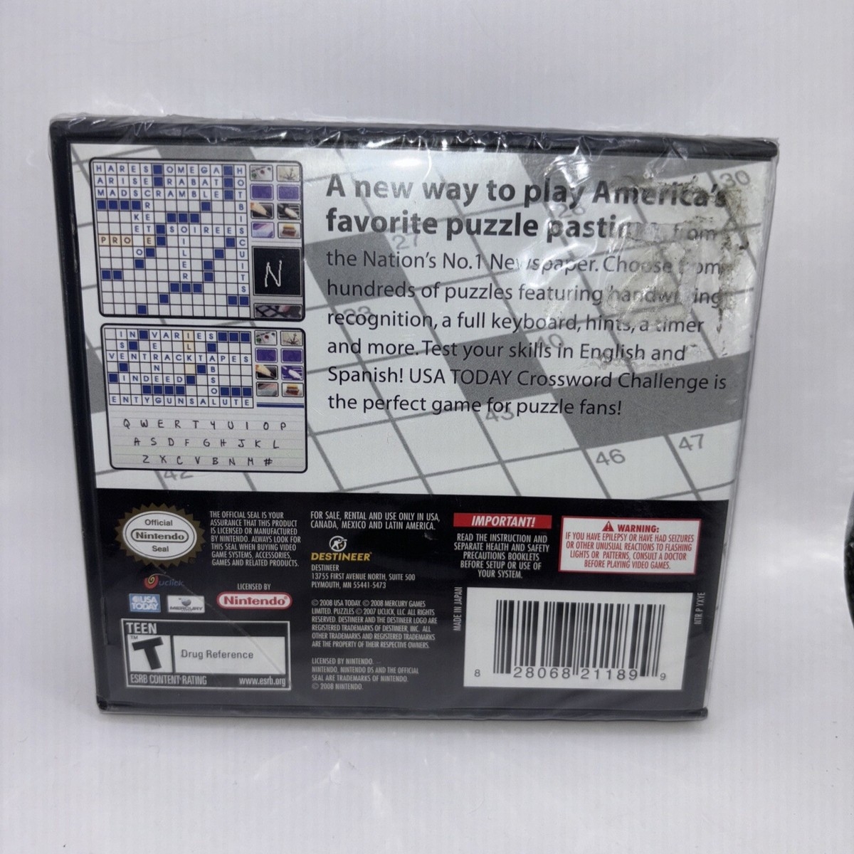 USA Today Crossword Challenge Nintendo DS 2008 For Sale Online EBay