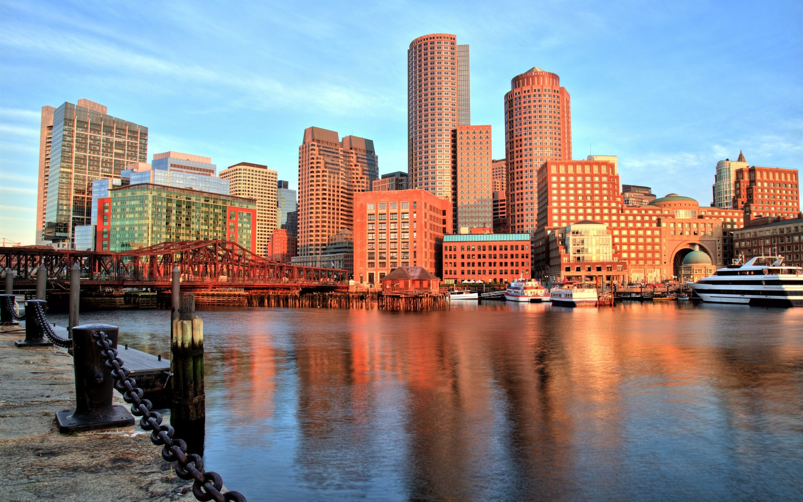 Wallpaper Boston Massachusetts USA Bay Skyscrapers 3840x2160 UHD 4K 