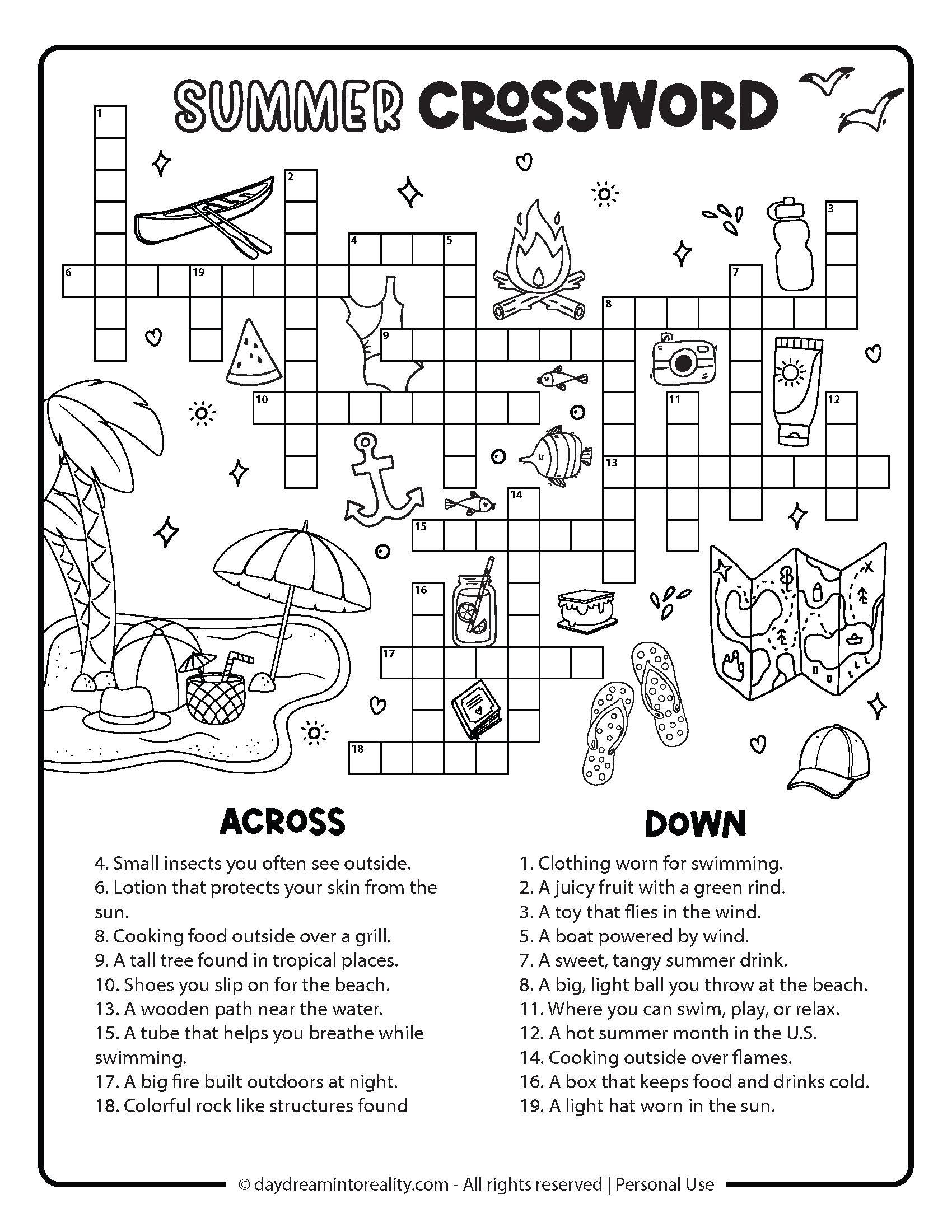 10 Summer Crossword Puzzles Free Printable PDFs From Easy To Advanced Daydream Into Reality 10 Summer Crossword Puzzles Free Printable PDFs From Easy To Advanced Daydream Into Reality
