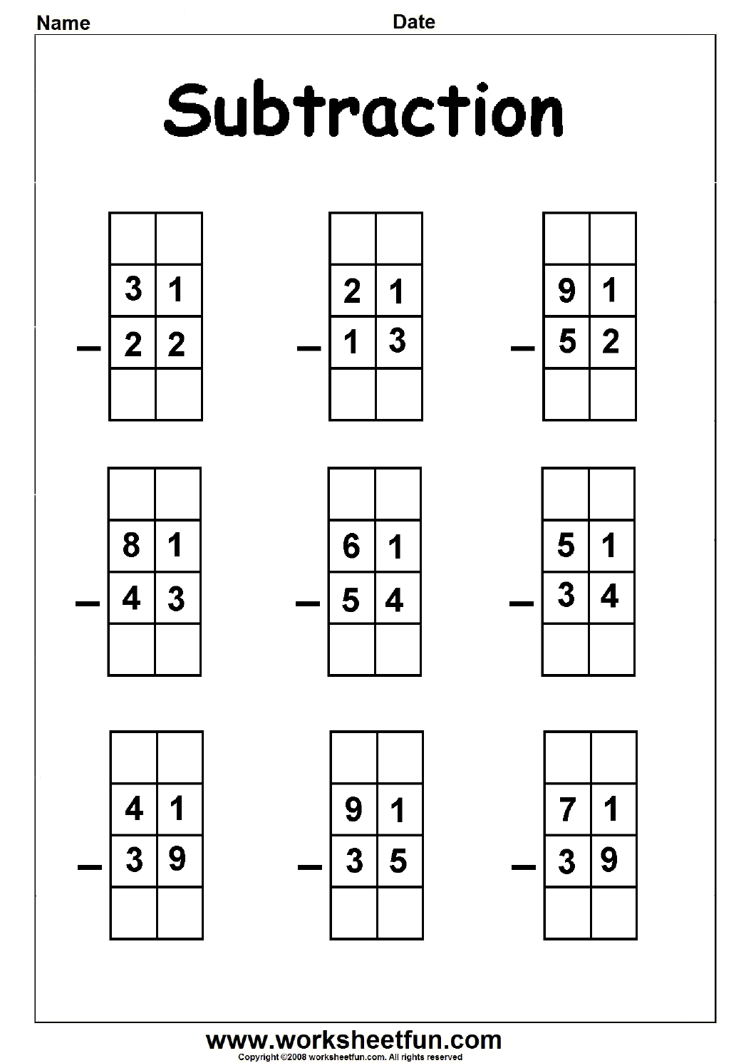 2 Digit Borrow Subtraction Regrouping 5 Worksheets FREE Printable Worksheets