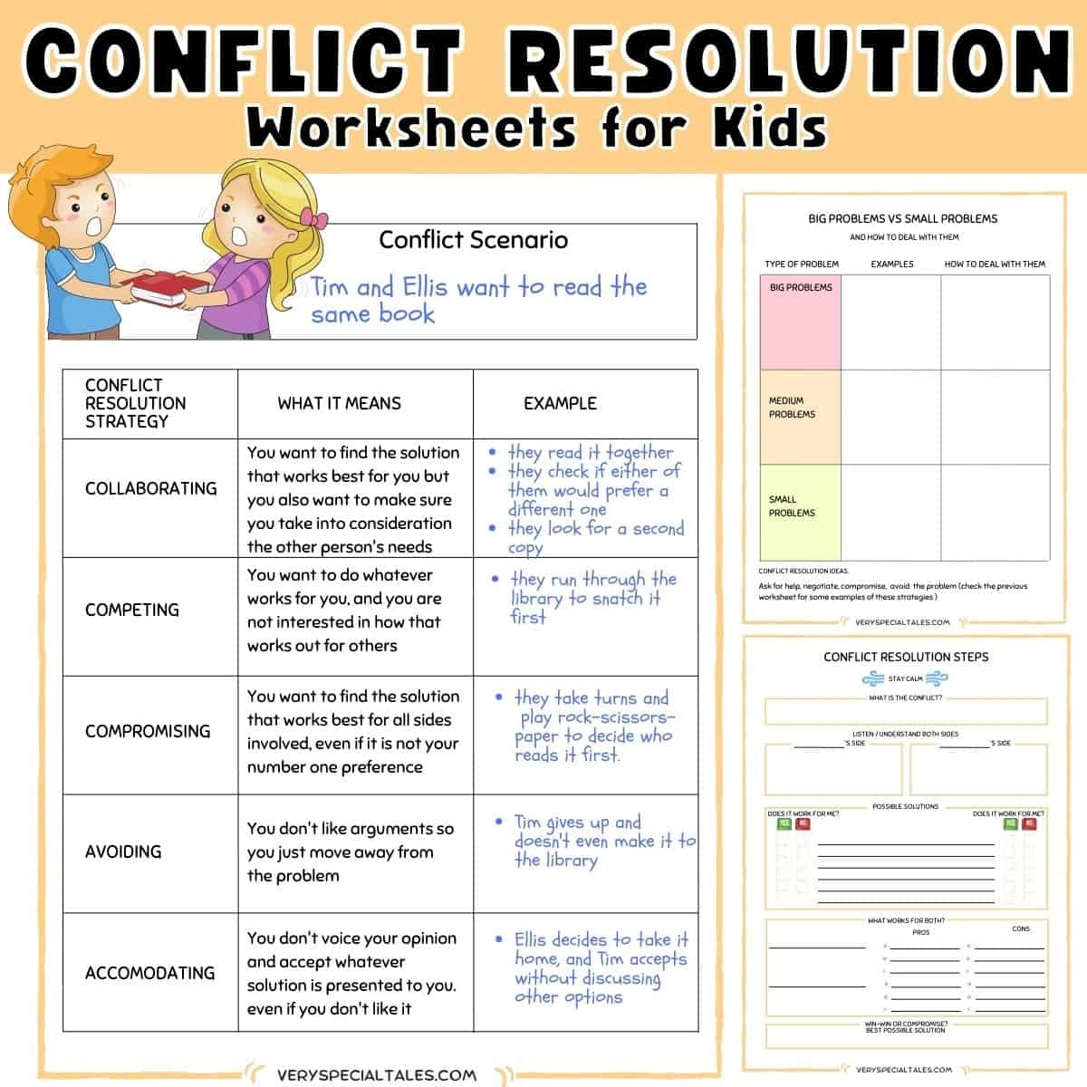 31 Fun Conflict Resolution Activities For Kids Printable PDF Worksheets Games And Activities Very Special Tales