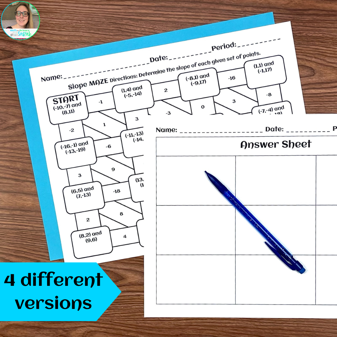 4 Finding Slope W Two Points Maze Worksheet Activities HS Algebra Slope Activity Math And Science Sarah