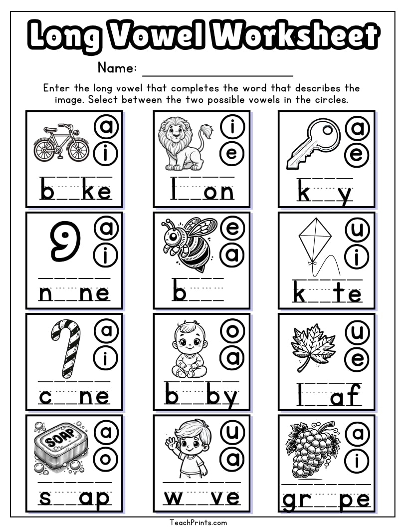 8 Long Vowel Worksheets Free PDF Printables Teach Prints 8 Long Vowel Worksheets Free PDF Printables Teach Prints
