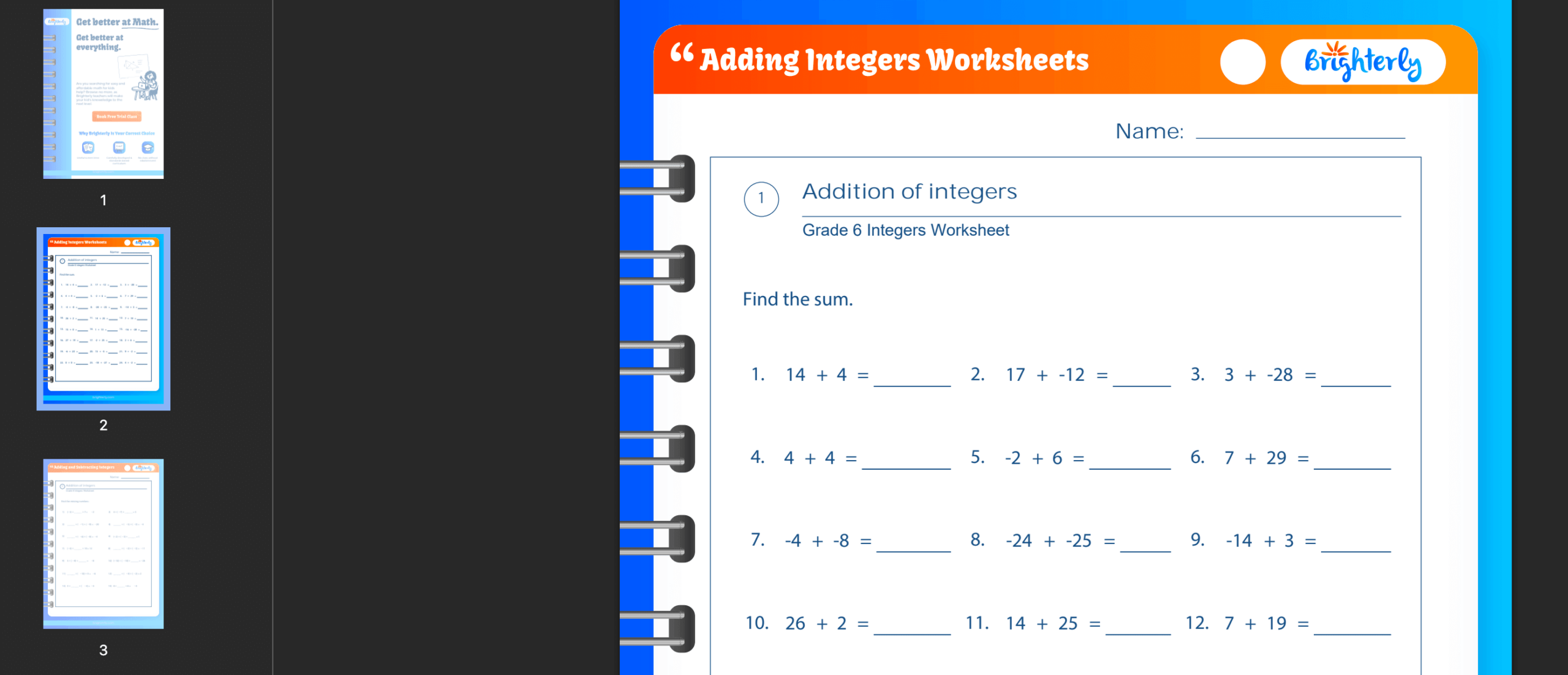 Adding Integers Worksheets Free Printable 