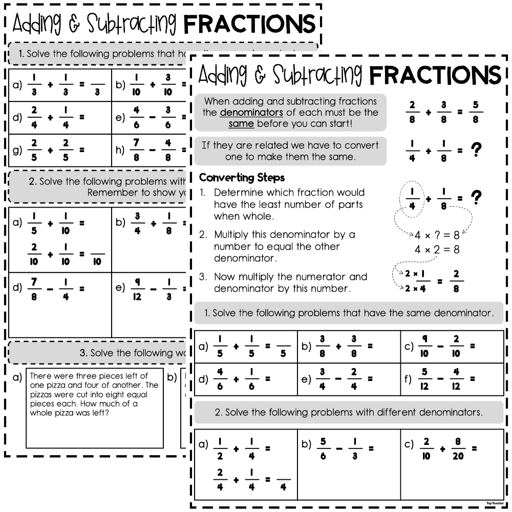 Adding U0026amp Subtracting Fractions Top Teacher