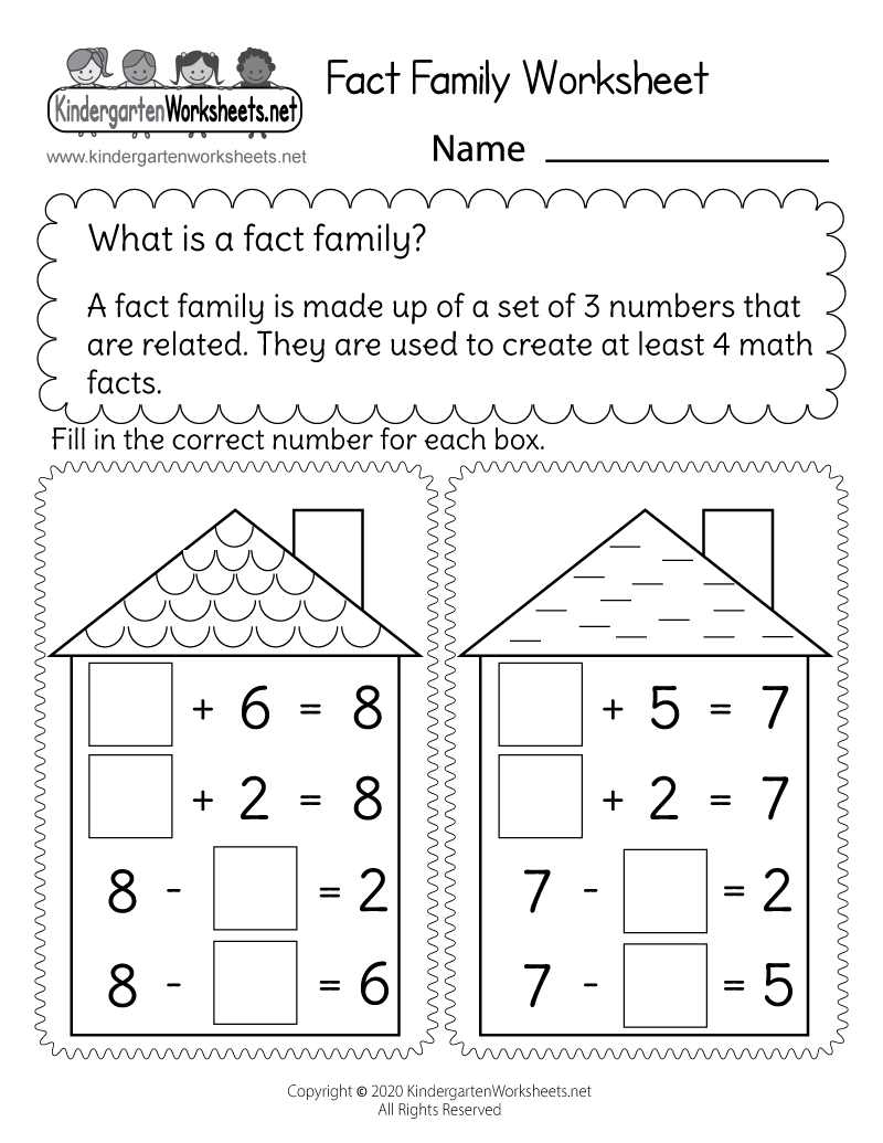 Addition And Subtraction Fact Family Worksheet Free Printable Worksheets Library