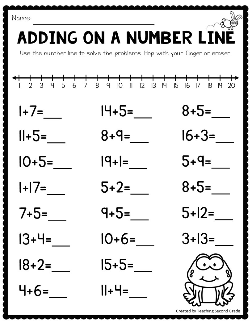 Addition Using A Number Line Worksheets No Prep Math Worksheets 1st 2nd Grade