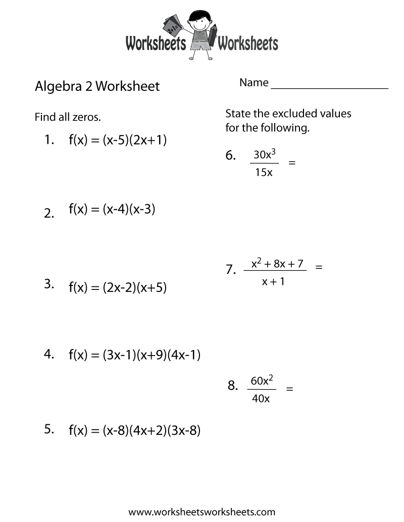 Algebra 2 Practice Worksheet Worksheets Worksheets Worksheets