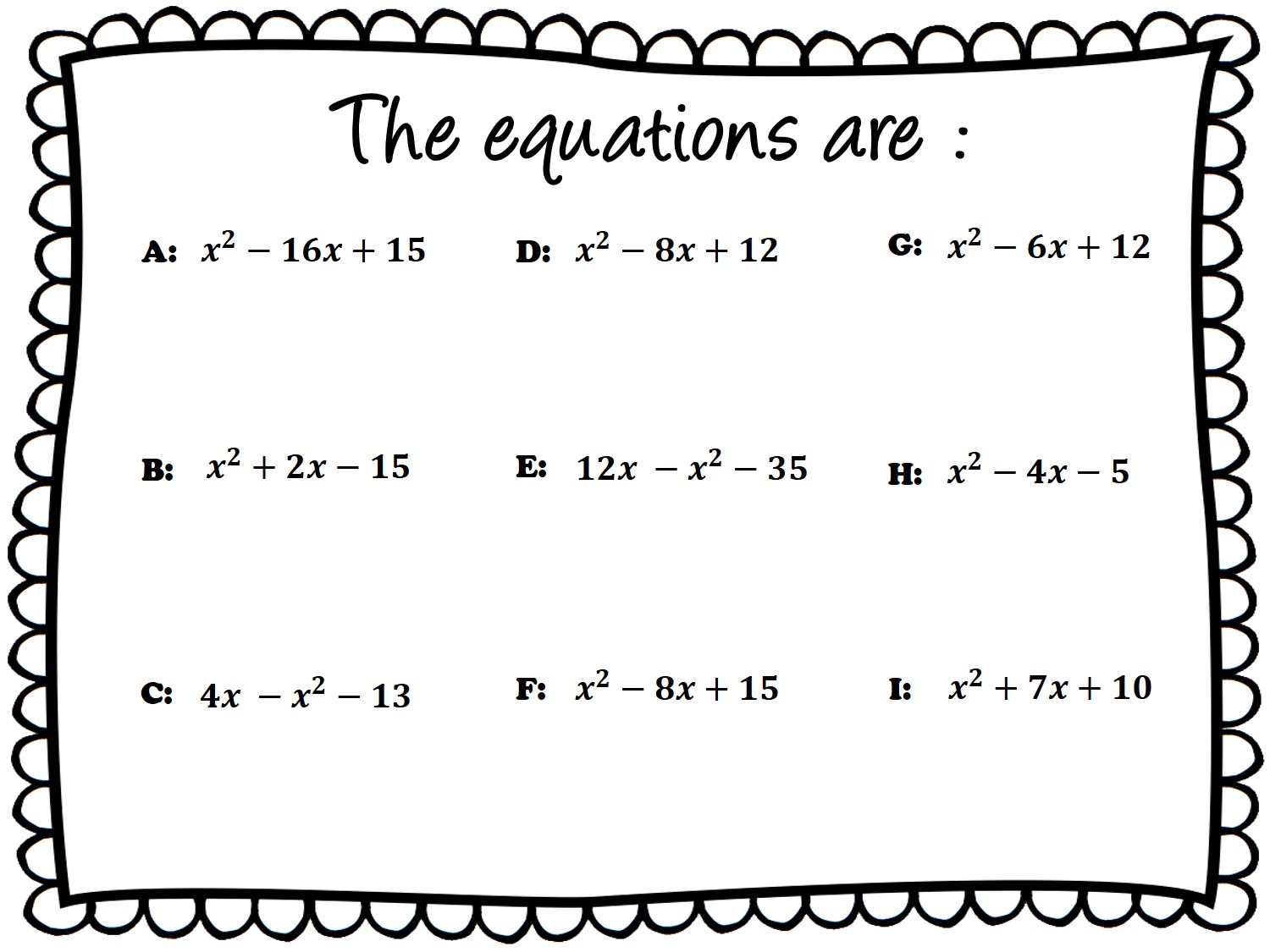 Algebra 2 Quadratic Equations Review Activity Math Educational 