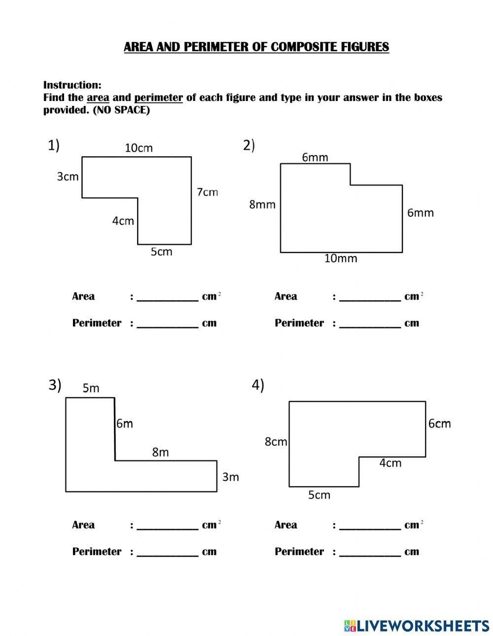Area And Perimeter Of Composite Figures Worksheet Live 