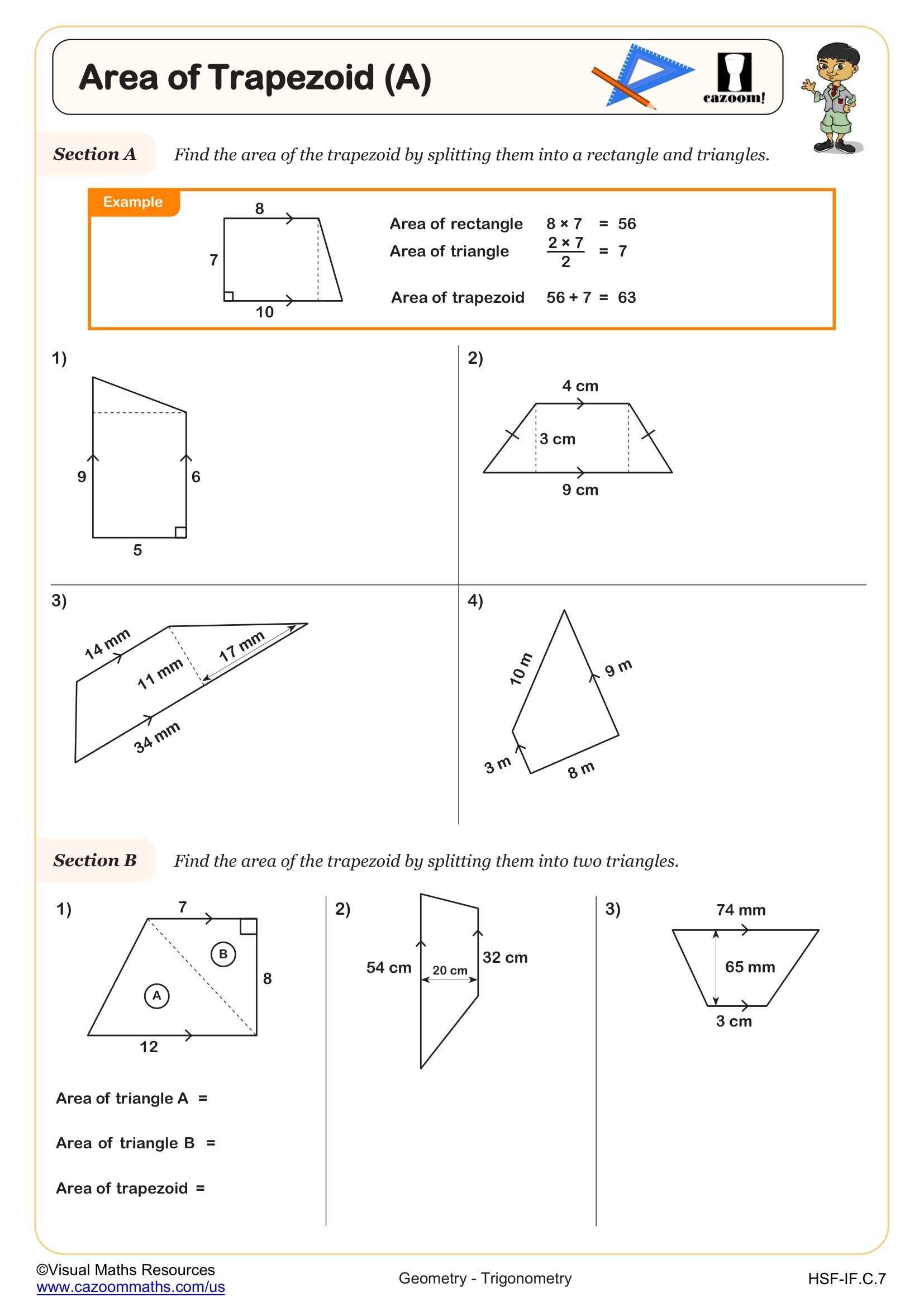Area Of Trapezoid A Worksheet Fun And Engaging 6th Grade 