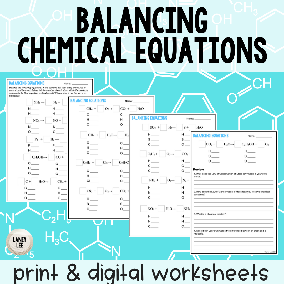 Balancing Chemical Equations Worksheet Laney Lee