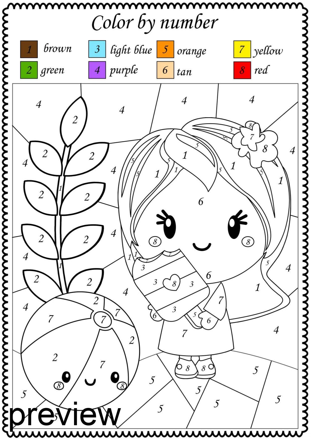 Color By Number Summer Printable Math Color By Code Worksheets