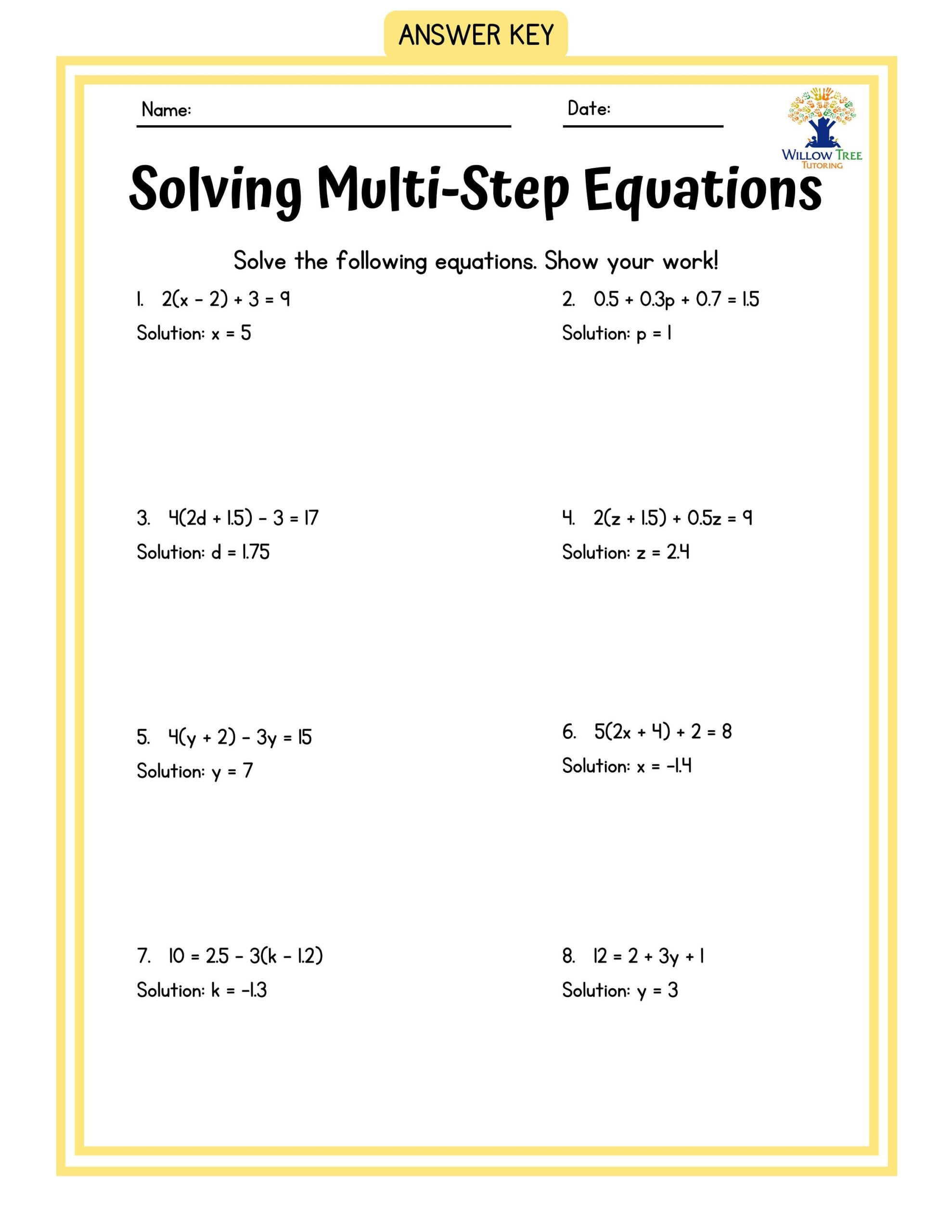 Colorful Solving Multi step Equations Tiered Worksheets Etsy Israel