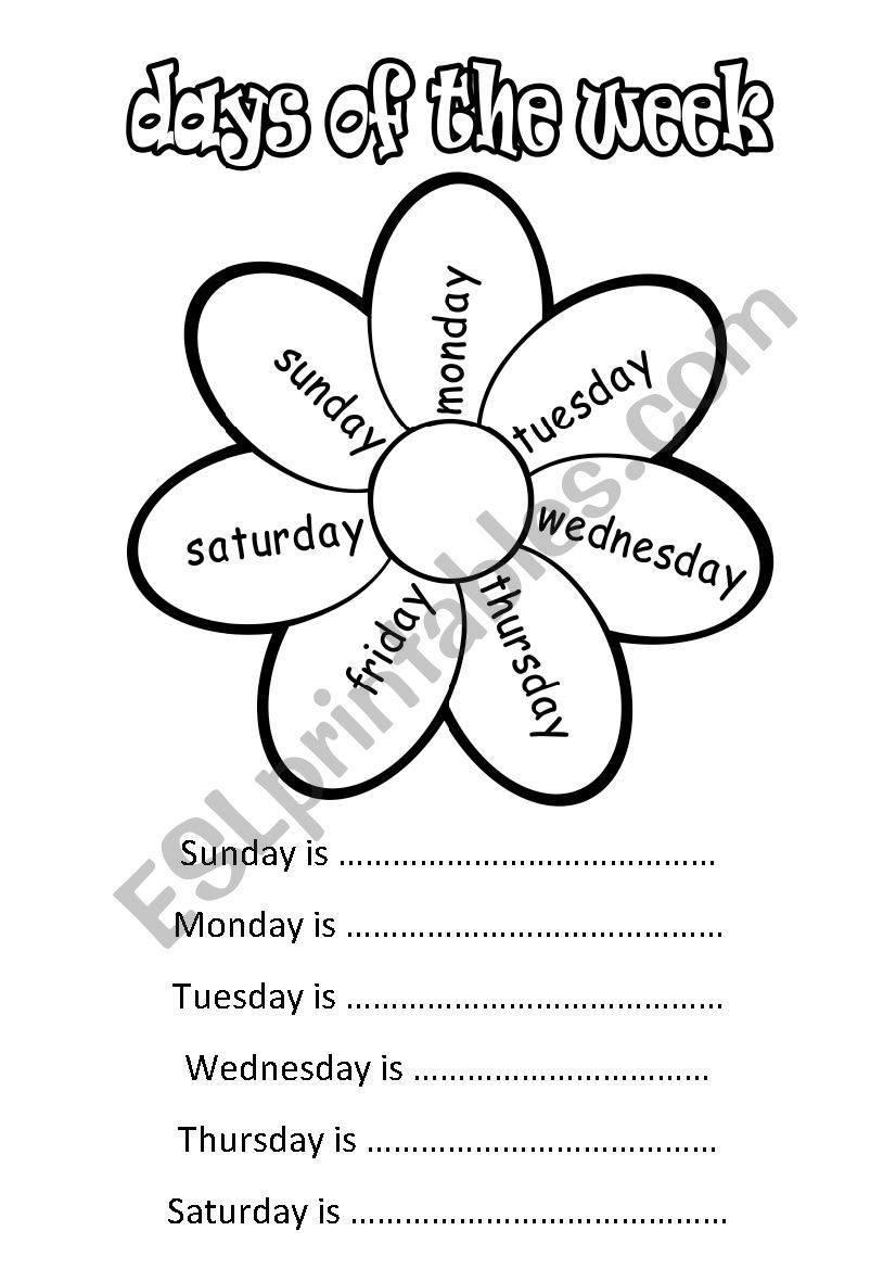 Colouring The Days Of The Week ESL Worksheet By April11