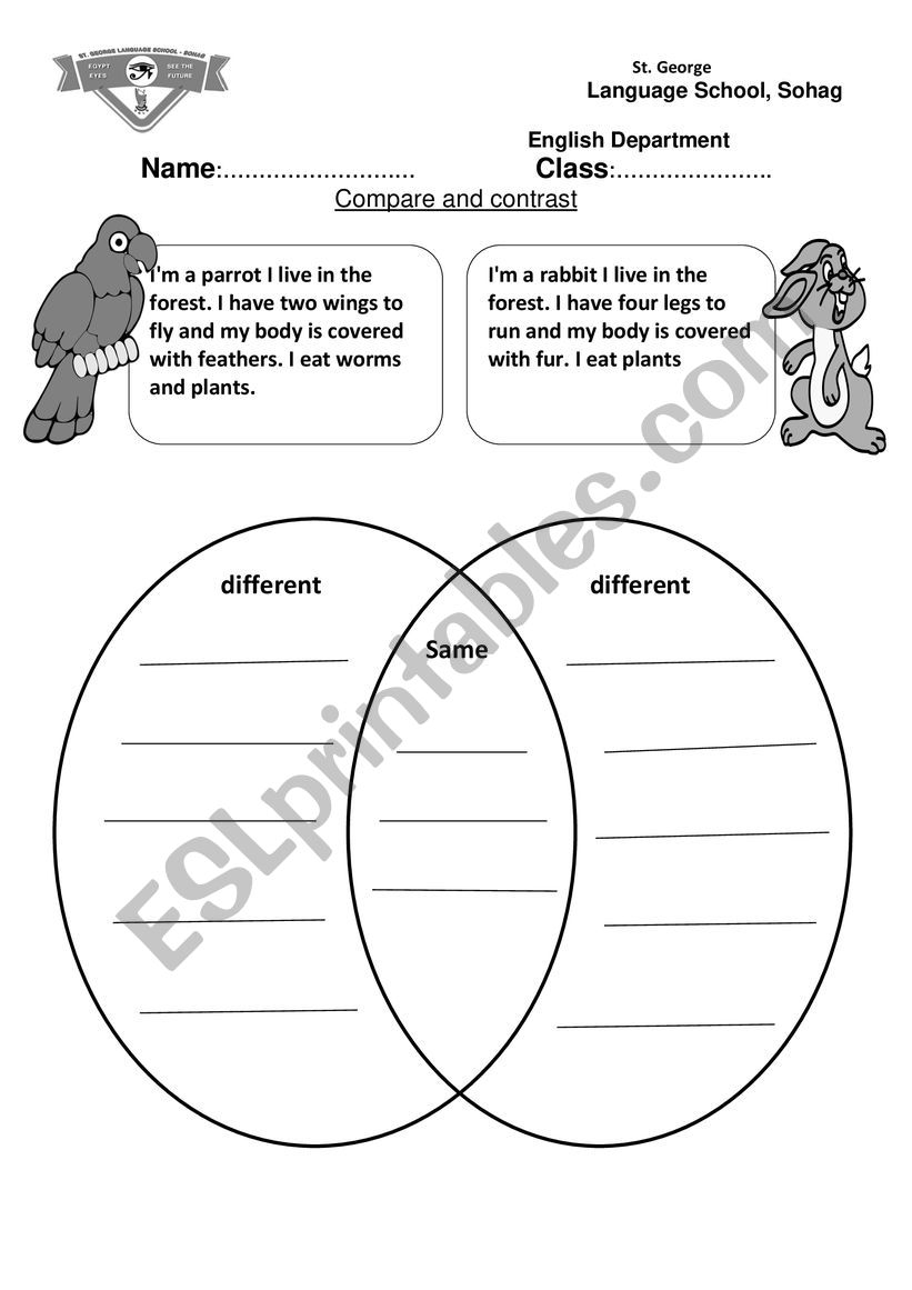 Compare And Contrast ESL Worksheet By Esther2008