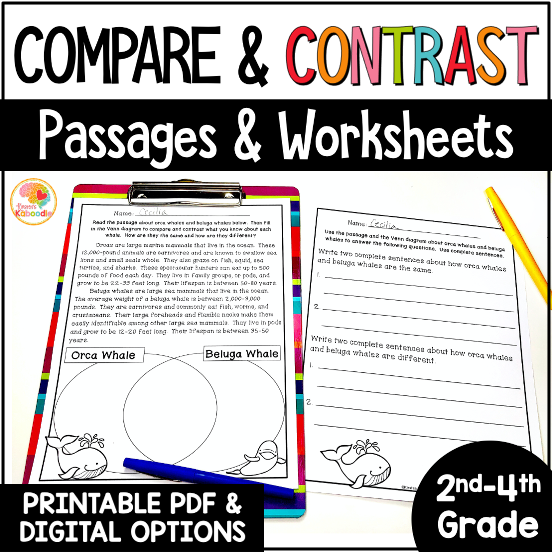 Compare And Contrast Passages And Graphic Organizers Worksheets Made By Teachers