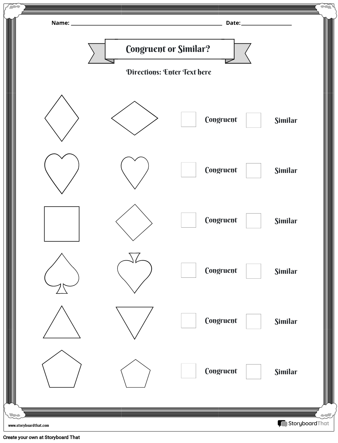 Congruent Or Similar Shapes Worksheet With Rainbow Border black Worksheets Library