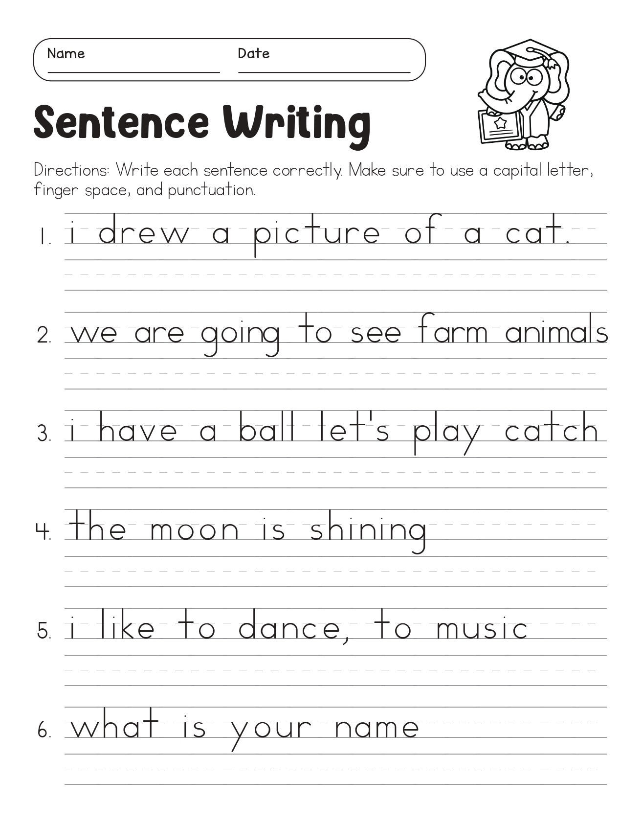 Correct The Sentences Worksheets 10 Page Printable For 1st And 