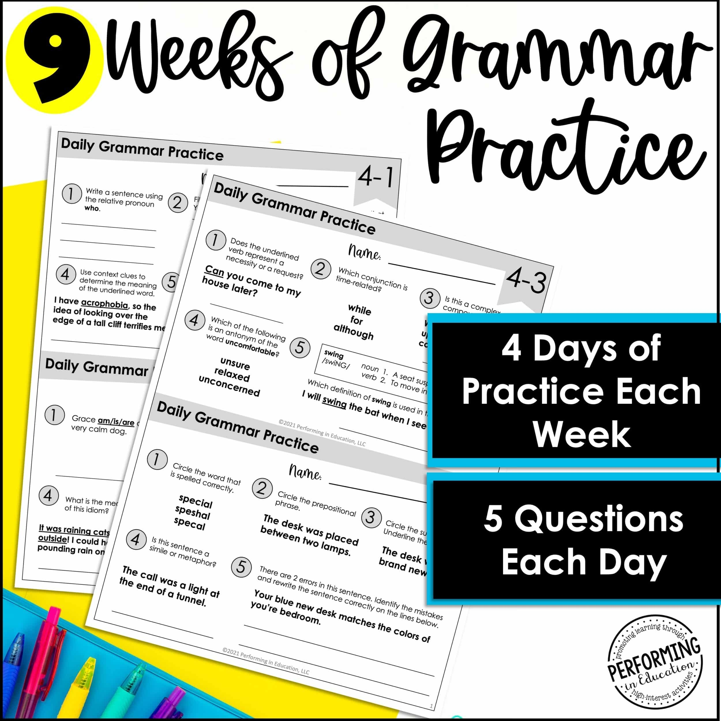 Daily Grammar Practice For 4th Grade Grammar Worksheets Spiral Review