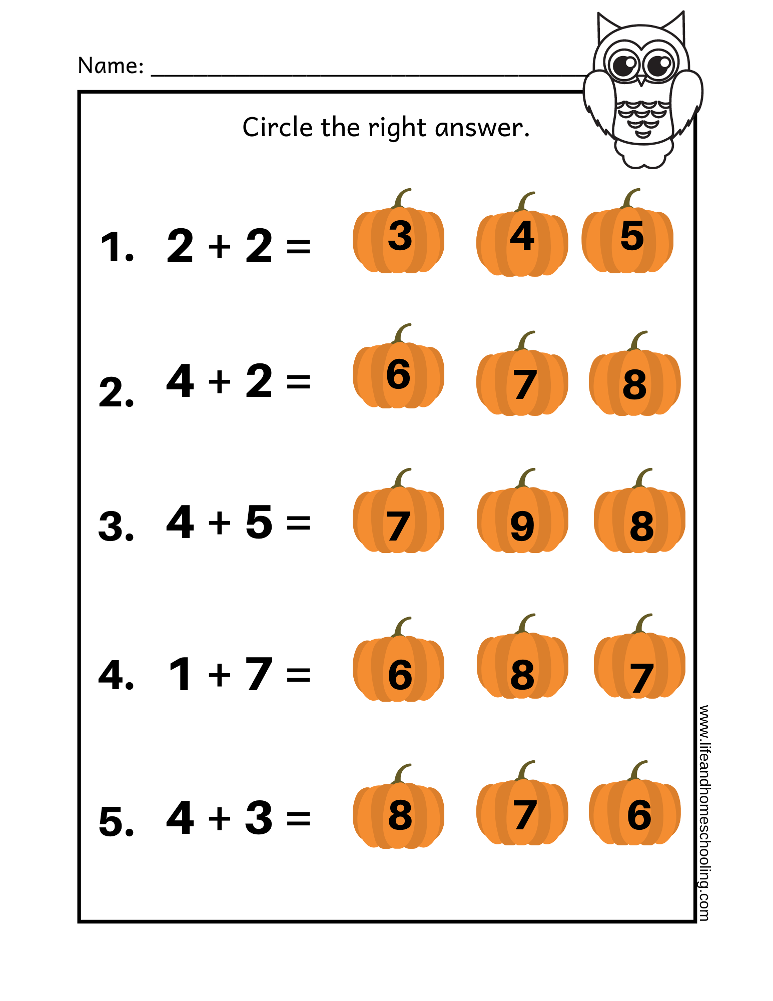 Fall Themed Kinder 2nd Grade Math add U0026 Subtract 